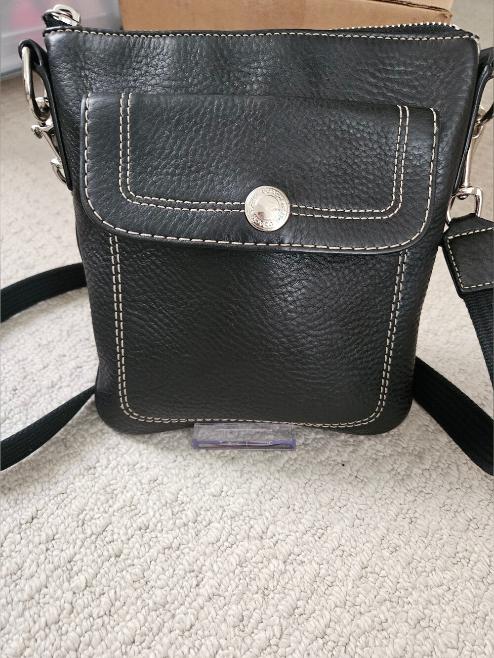 Vintage Coach Black Pebbled Leather Crossbody Bag (Legitmark COA)